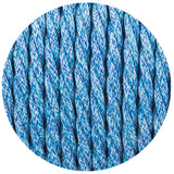 32Ft Twisted Cloth Covered Wire 18 Gauge 3 Conductor Braided Light Cord Blue Multi Tweed