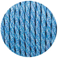 16Ft Twisted Cloth Covered Wire 18 Gauge 3 Conductor Braided Light Cord Blue Multi Tweed