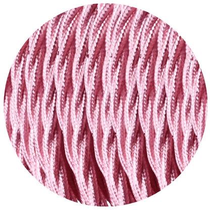 18 Gauge 3 Conductor Twisted Cloth Covered Wire Braided Light Cord Shiny Pink