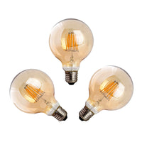 G95 E26 8W Vintage LED Light Bulb Pack 3