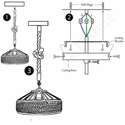 17 Inch Retro Hemp Rope Pendant Lighting fixtures
