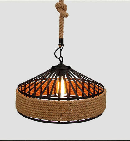 14 Inch Retro Hemp Rope Pendant Lighting fixtures