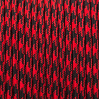 32Ft Twisted Cloth Covered Wire 18 Gauge 3 Conductor Braided Light Cord Red+Black Hundstooth