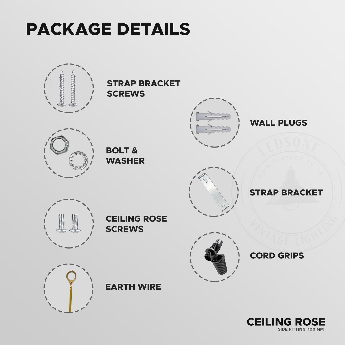 Ceiling Rose Pendant Light fitting Copper Pack 3