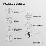 Rustic Red Ceiling Rose Pendant Light fitting Pack 3