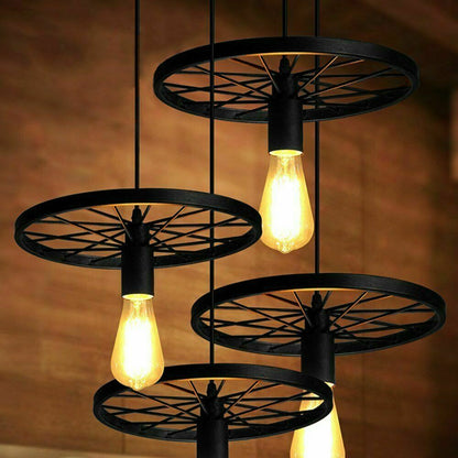 Retro Industrial Ceiling Wheel Pendant Light 