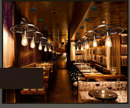 Retro Industrial Ceiling Wheel Pendant Light 
