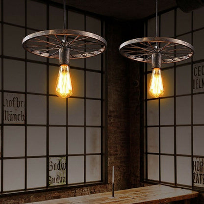 Retro Industrial Ceiling Wheel Pendant Light 