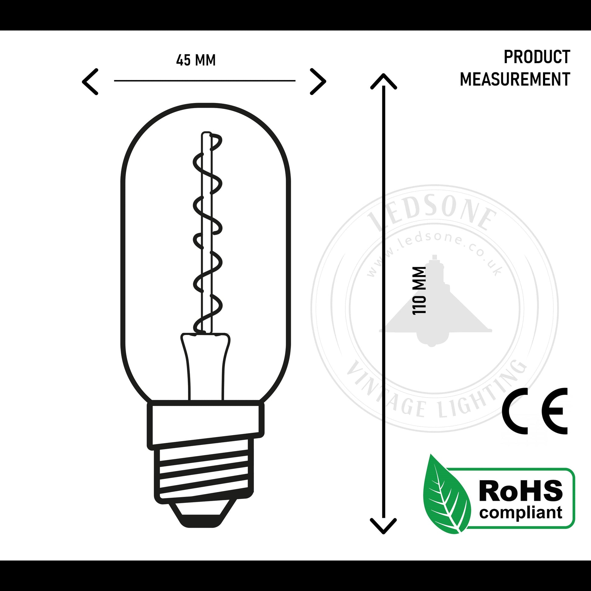 E26 T45 4W LED Light Bulbs Warm White Vintage Edison Filament Bulb Dimmable 