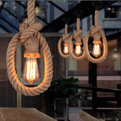 Industrial hanging  hemp rope Pendant lighting