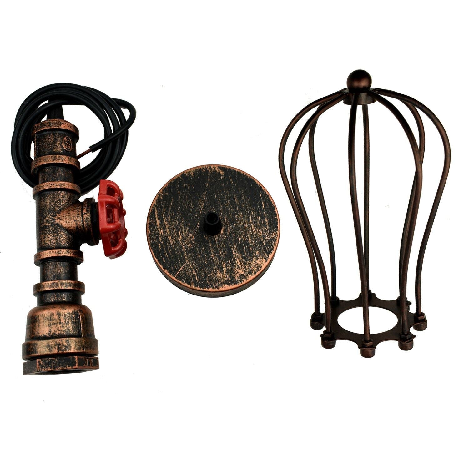 Rustic Red Balloon Cage Water Pipe Light.JPG