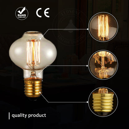 E26 MushRoom 60W Vintage Retro Industrial Filament Bulb 3 Pack