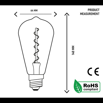 ST64 4W LED Light Bulb Warm White Vintage Edison Filament Bulbs Dimmable