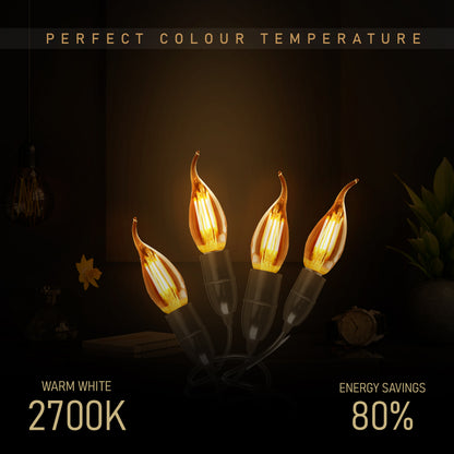 E14 4W C35 LED Candelabra Bulbs 2200K Warm White Dimmable LED Filament Bulb