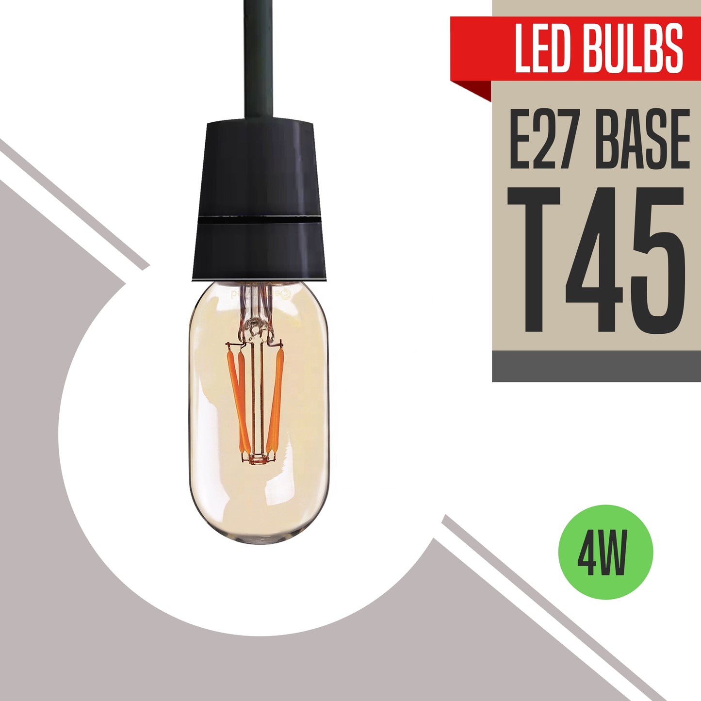 Vintage Retro Style Energy-saving LED 4W T45 E26 LED Bulb Pack 5