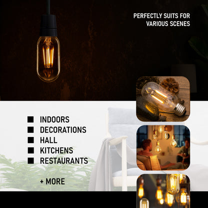 T45 4W LED Edison Bulb Warm White Dimmable E26 Vintage LED Filament Light Bulb