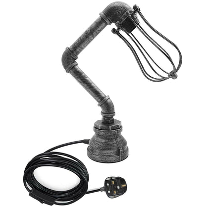 Retro Metal Water-Pipe Plug-In Table Lamp 
