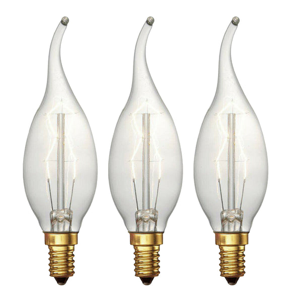 C35 E12 60W Vintage Bulb Pack 3