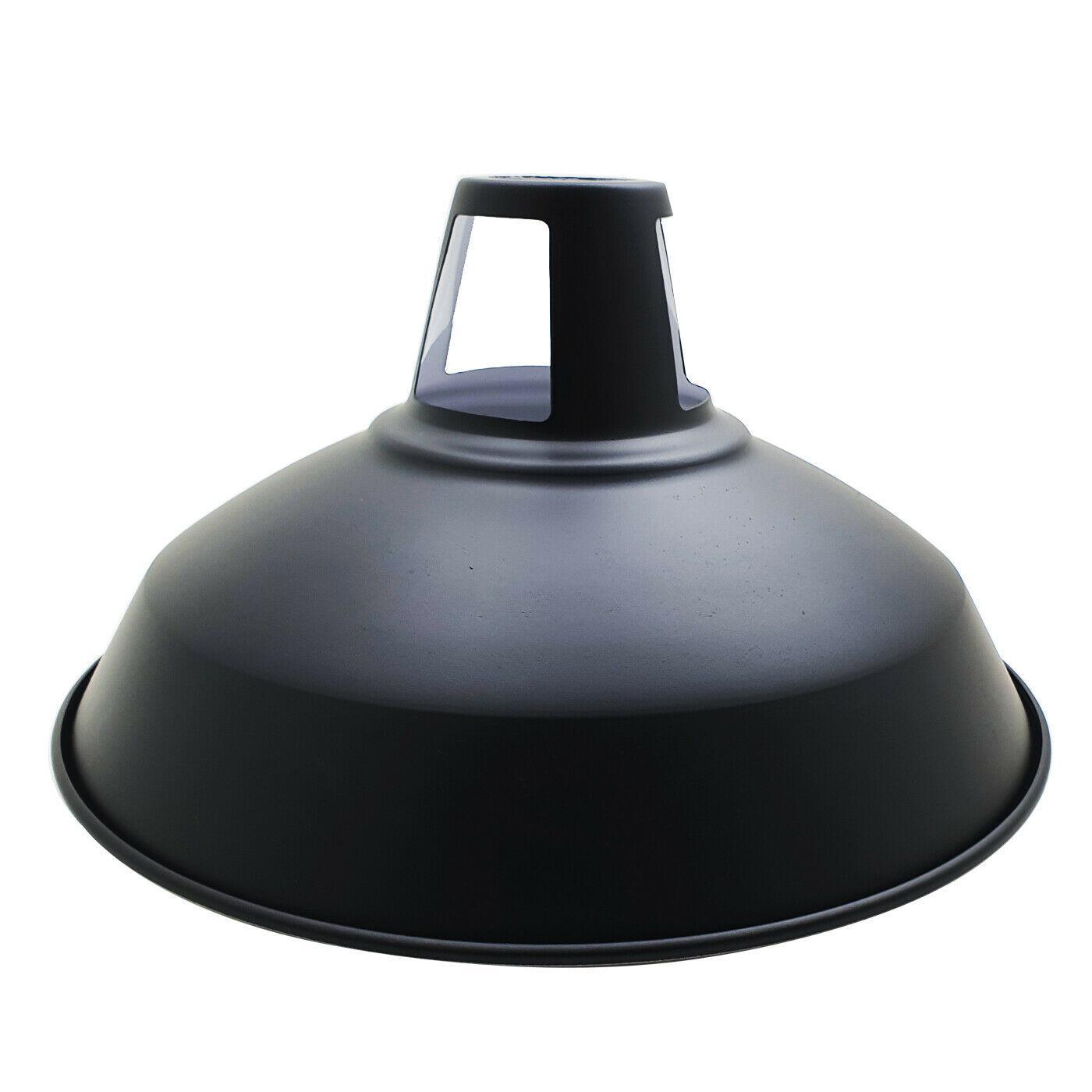 black Metal Barn Easy Fit Lamp Shades for Pendant Lights.JPG