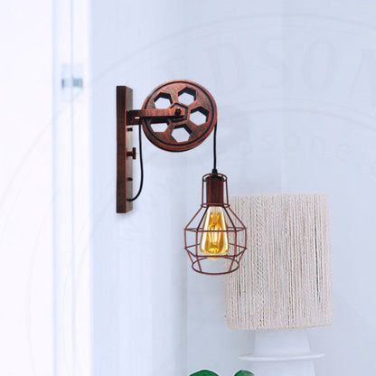 Rustic Red Pulley Wall light for bed room.JPG