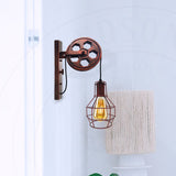 Retro Pulley Wall Light Home Farmhouse Industrial Wall Lighting Rustic Red~1517