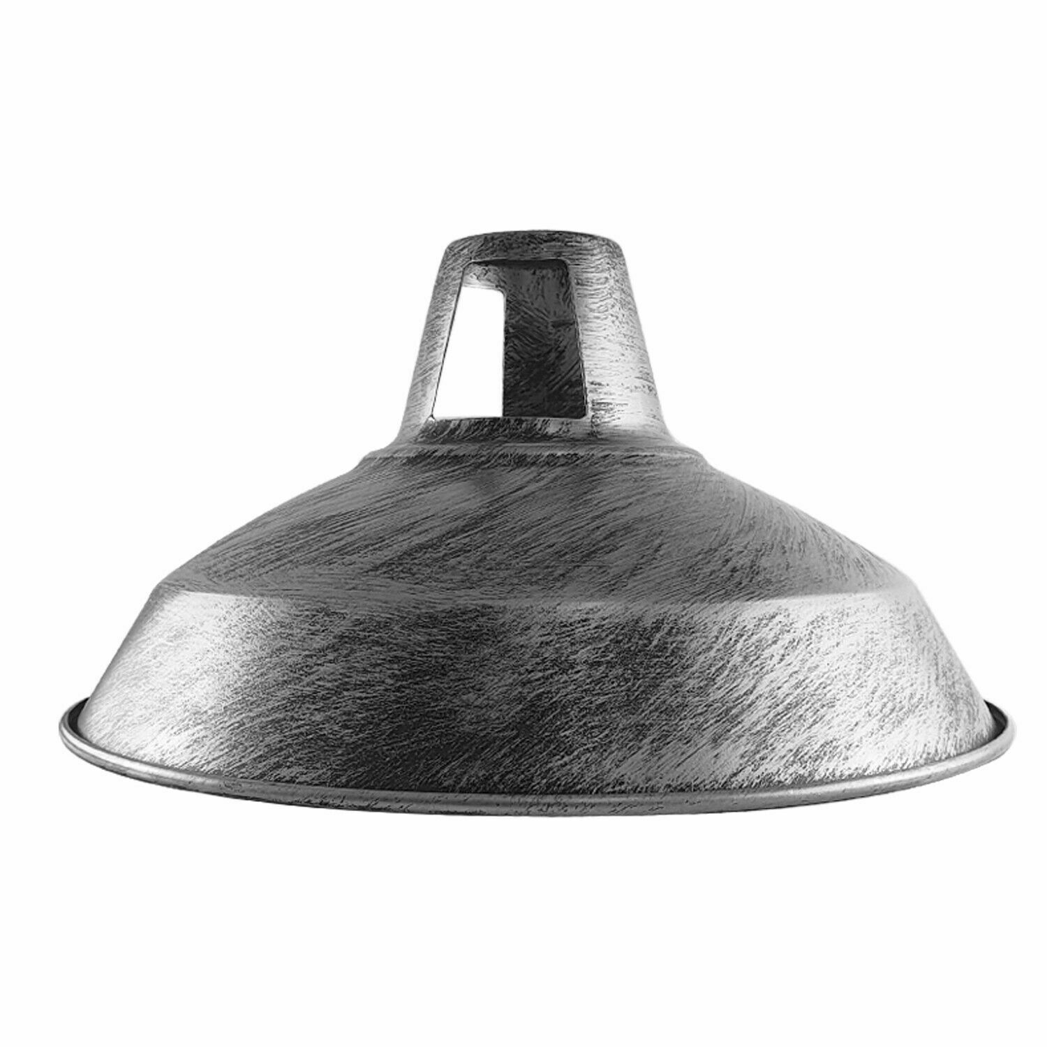 brushed silver barn lampshades for pendant lights.JPG