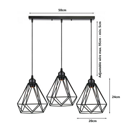 Vintage Geometric Pendant Light Cage Farmhouse Light Fixture