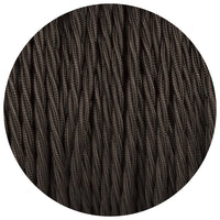 16Ft Twisted Cloth Covered Wire 18 Gauge 3 Conductor Braided Light Cord Black