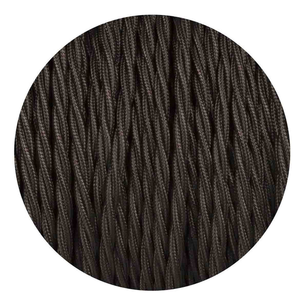 18 Gauge 2 Conductor Twisted Cloth Covered Wire Braided Light Cord Black