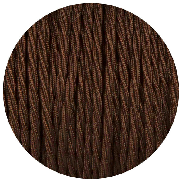 18 Gauge 3 Conductor Twisted Cloth Covered Wire Braided Light Cord Brown