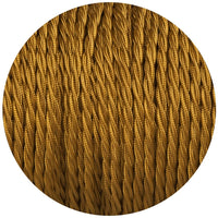 16Ft Twisted Cloth Covered Wire 18 Gauge 2 Conductor Braided Light Cord Gold