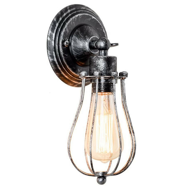 Rustic Wall Lamp Brushed Silver Sconce Industrial Wall Light Home Bedside