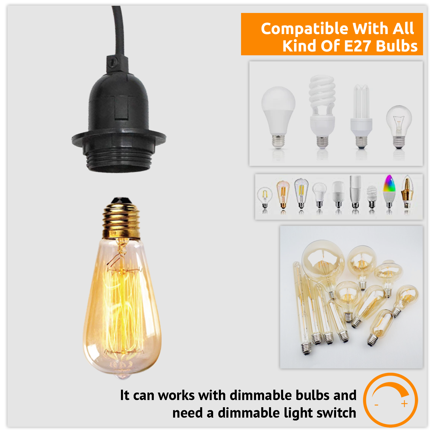 Plug In Pendant with Switch Holder Vintage Lamp Lighting