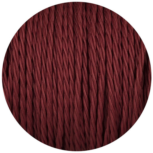 18 Gauge 3 Conductor Twisted Cloth Covered Wire Braided Light Cord Burgandy