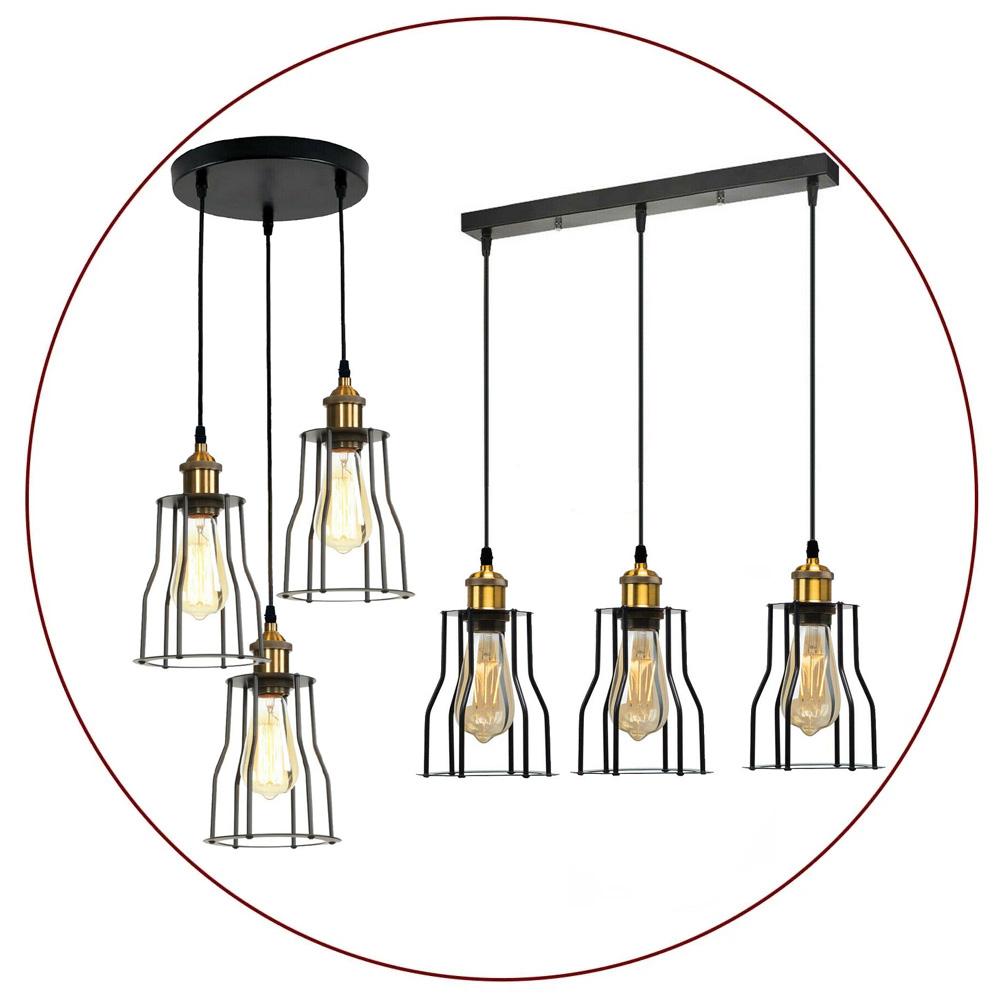 Modern 3-Wire Cage Ceiling Pendant Light