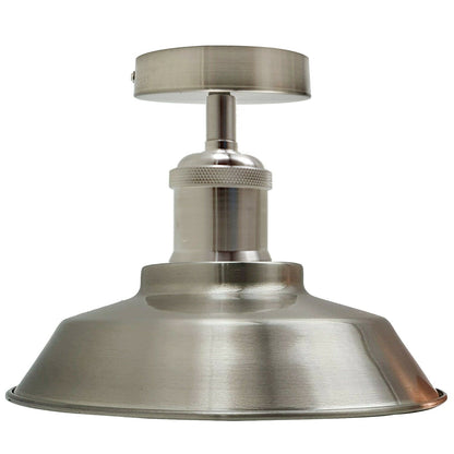 Retro Metal Flush Mount Lamps in Satin Nickel