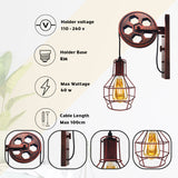 Retro Pulley Wall Light Home Farmhouse Industrial Wall Lighting Rustic Red~1517