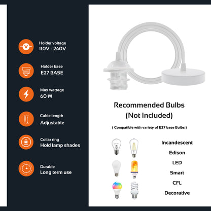 Industrial umbrella Shaped Pendant Light Holder 