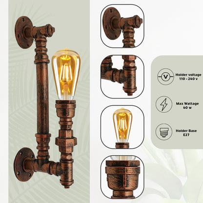 Rustic Red Steampunk Pipe Light & Wall Sconce Lighting.JPG