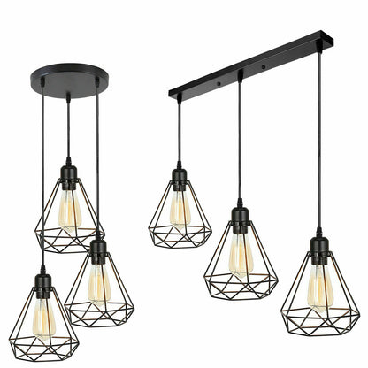 Vintage Geometric Pendant Light Cage Farmhouse Light Fixture