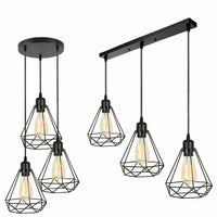 Vintage Geometric Pendant Light Cage Farmhouse Light Fixture