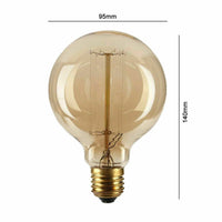 E26 G95 60W Vintage Retro Industrial Filament Dimmable Bulb Pack 3