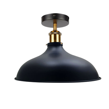 Vintage Metal Semi Flush Mount Ceiling Light  Black