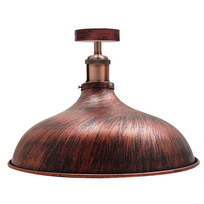 Vintage Metal Semi Flush Mount Ceiling Light Rustic Red