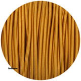 32Ft Round Cloth Covered Wire 18 Gauge 3 Conductor Braided Light Cord Gold
