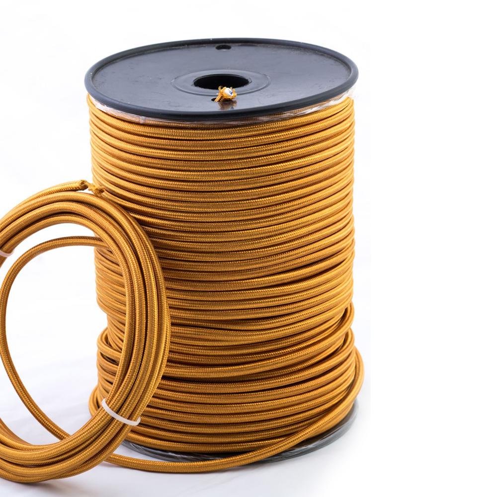  Vintage 2-core round Gold Braided Electric Cable.