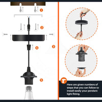 Lighting holder - metal bulb holder - Fabric Cable -Pendant Lamp Base - decorative umbrella holder