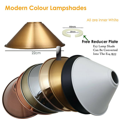 Industrial Metal Yellow Brass Easy Fit Cone Lampshade 