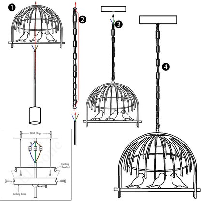 Vintage Bird Cage Chandelier Pendant Light
