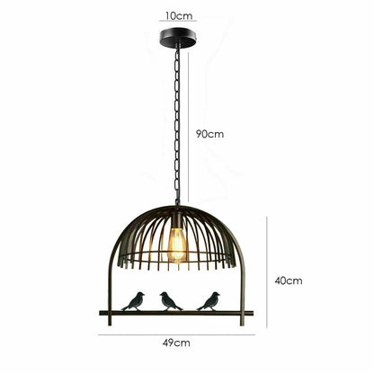 Vintage Bird Cage Rustic Red Pendant Light